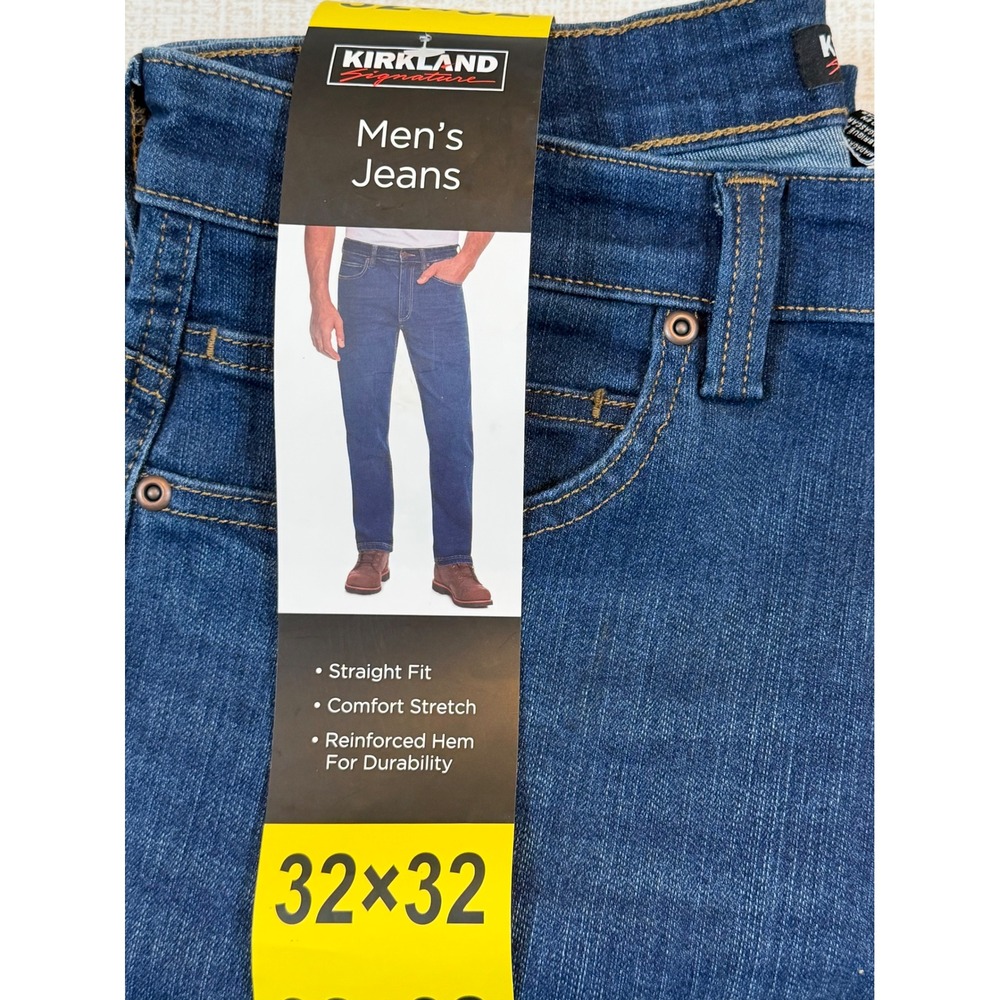 Kirkland Signature Mens Straight Fit Comfort Stretch Jeans Blue 32x32 Classic